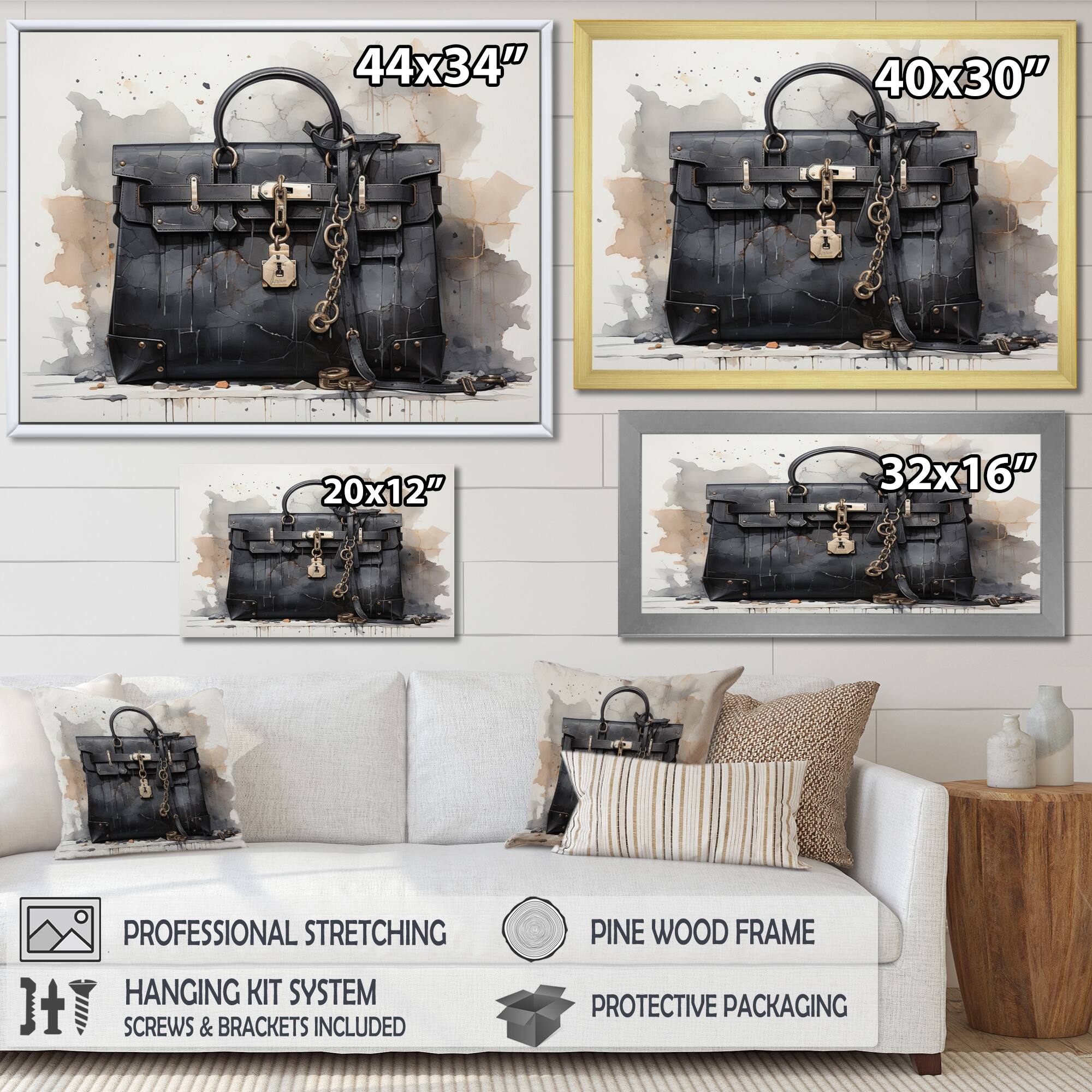 Designart "Balenciaga Monochrome IV" Fashion Framed Canvas Wall Art